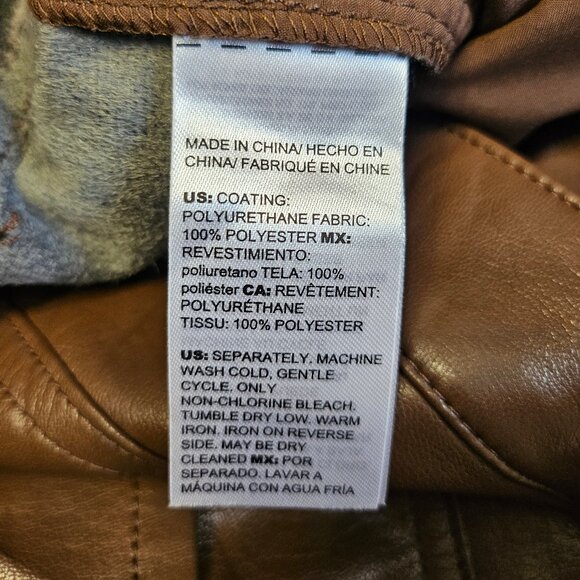 Chico's Women's Brown 5 Pockets Faux Leather High Rise Straight Legs Pants 3R/L - Picture 8 of 8